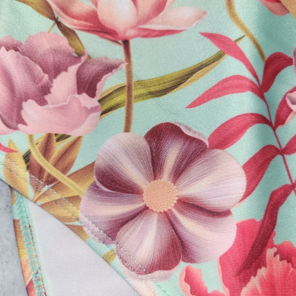Nicole Miller Womens Size Small Floral Tropical 1 Piece Racerback Swimsuit Swim - Picture 5 of 10